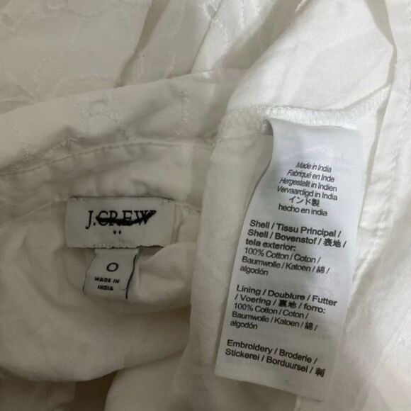 J. Crew Eyelet Mini Long Sleeve Collared Shirtdress in Summer White Size 0 - Picture 4 of 6
